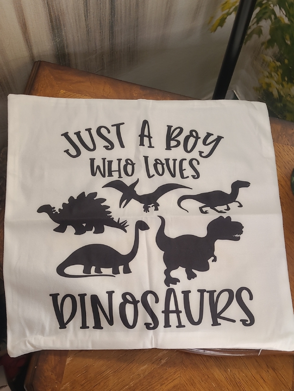 New with tags! Just A Boy Who Loves Dinosaurs White Throw Pillow Cover 18 x 18